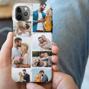 Chic Grey Marble 7 Photo Collage Case-Mate iPhone Case