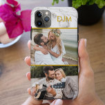 Chic Grey Marble and Gold Initials and 2 Photo iPhone 11 Pro Max Case<br><div class="desc">Chic photo phone case which you can customize with 2 of your favourite photos as well as your initials. The design has a grey marble background with gold borders and typography. Designed for iphone 11 Pro Max but will fit many other models. If you choose a different model and it...</div>