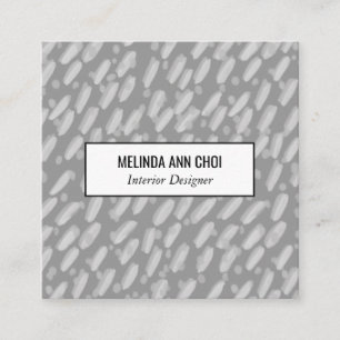 Chic Grey Minimal Dots + Dashes Handmade Elegant Square Business Card