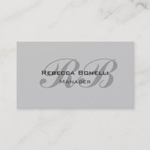 Chic Grey Monogram Script Manager Business Card
