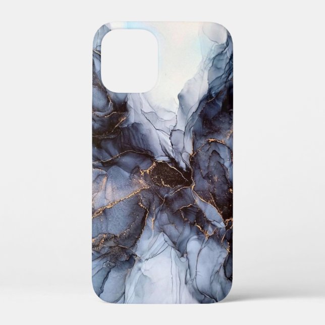 Chic grey navy blue marble      Case-Mate iPhone case (Back)