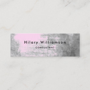 Chic Grey Pastel Pink Grunge Mini Business Card