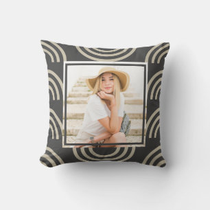 Chic Grey Rainbow Photo Throw Pillow