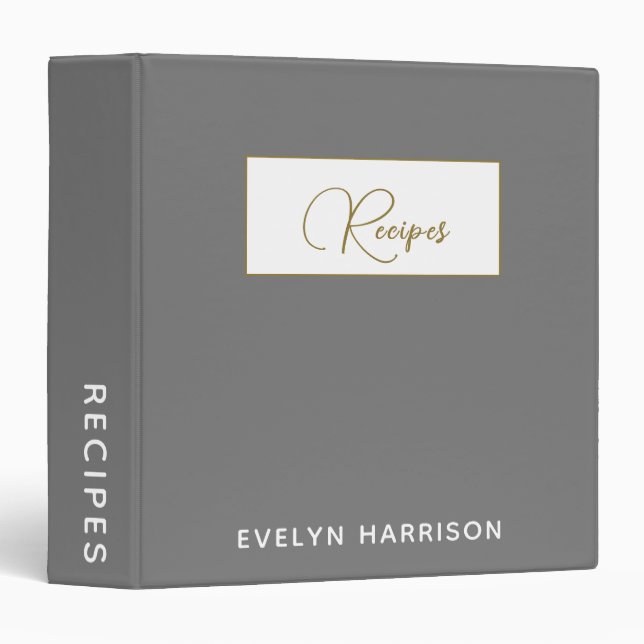 Chic Grey Recipe Binder with Custom Family Touch  (Front/Spine)