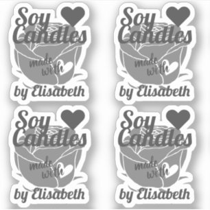 Chic Grey Rose Graphic Made with Heart Soy Candles