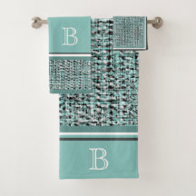 Chic Grey Seafoam Blue Green Boucle Pattern Custom