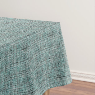 Chic Grey Seafoam Blue Green Boucle Woven Pattern Tablecloth