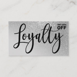 Chic Grey Silver Glitter Gradient Typography Loyalty Card