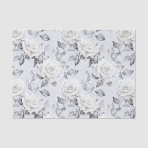 Chic Grey Silver White Floral Wedding Tissue Paper