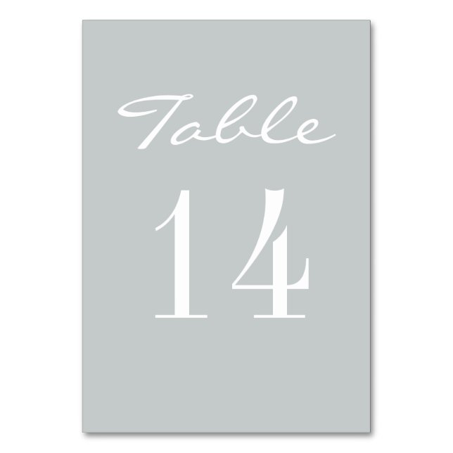 Chic Grey White Elegant Wedding Table Number (Back)