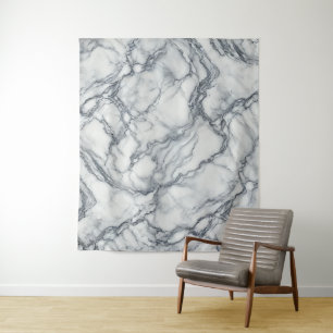 Chic Grey & White Marble Look Glamour Tapestry