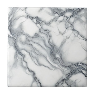 Chic Grey & White Marble Look Glamour Tile
