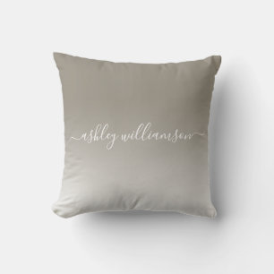 Chic Grey White Ombre Effect Monogram Name Throw Pillow