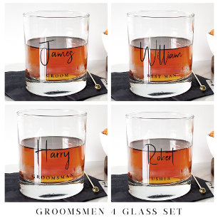 Chic Groom Groomsmen Usher Wedding Whiskey Glass