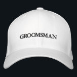 Chic Groomsman black and white wedding Embroidered Hat<br><div class="desc">Chic Groomsman black and white wedding Embroidered Baseball Cap
Available in many colours and options</div>