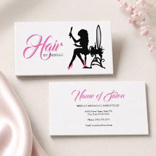 Chic Hair Salon Pink and Black Woman Hair Stylist Business Card