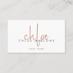 Chic Hair Stylist Minimalist Monogram    Business Card