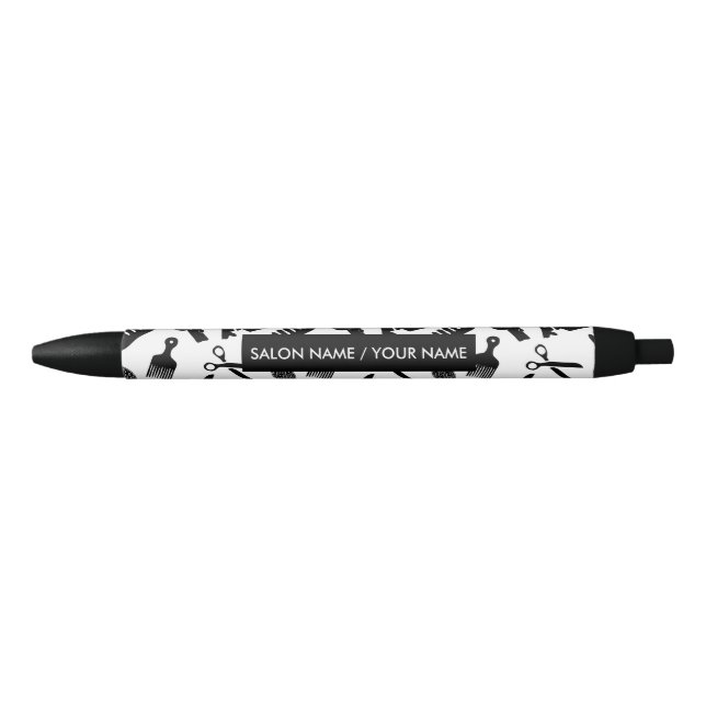 Chic Hair Stylist Pattern Custom Name Black Ink Pen (Front)