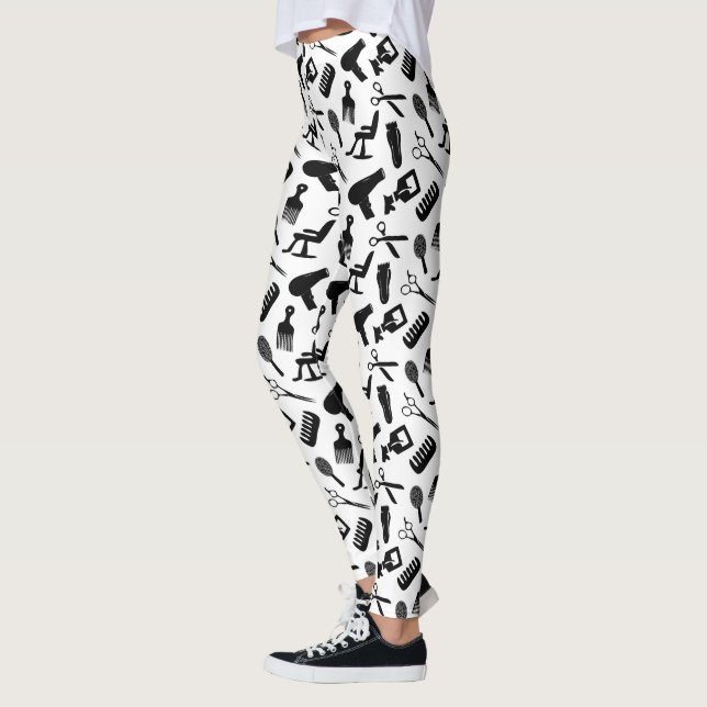 Chic Hair Stylist Pattern Leggings (Left)
