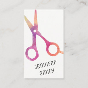 chic hairstylist hair stylist scissors watercolor appointment card