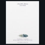 Chic Hand drawn blue grey watercolor feather V2 Letterhead<br><div class="desc">This hippie hand drawn blue and grey watercolor feather DESIGN will show your boho chic side! A perfect letterhead/stationery for any profession: consultant, blogger, writer, designer, event planner, wedding planner, lawyer, boutique, shop, manicurist, hair stylist, stylist, nail artist, nail , beauty, beautician, fashion professions. Use the optional field to add...</div>