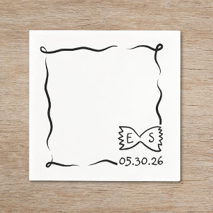 Chic Hand Drawn Bowtie Pasta Dinner Party Wedding Napkin