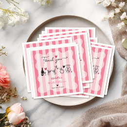 Chic Hand Drawn Pink Stripe Bridal Shower Napkin
