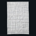 Chic hand drawn stripe black & white grid kitchen towel<br><div class="desc">Decorate your kitchen with this cool towel. Makes a great housewarming or wedding gift! 
You can customize it and add text too.
Check my shop for lots more colours and patterns!</div>