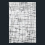 Chic hand drawn stripe black & white grid kitchen towel<br><div class="desc">Decorate your kitchen with this cool towel. Makes a great housewarming or wedding gift! 
You can customize it and add text too.
Check my shop for lots more colours and patterns!</div>