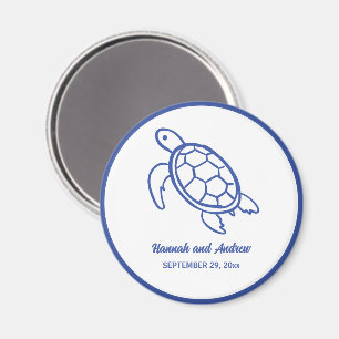 Chic Hand Drawn Turtle Wedding Favour Magnet