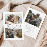 Chic Hand Lettered 4 Photo Wedding Thank You Card<br><div class="desc">Stylish modern boho calligraphy wedding thank you card with an additional photo and text on the back. You can use this card for a wedding,  bridal shower,  engagement,  anniversary,  or any special event. For more advanced customization of this design,  please click the BLUE DESIGN TOOL BUTTON.</div>