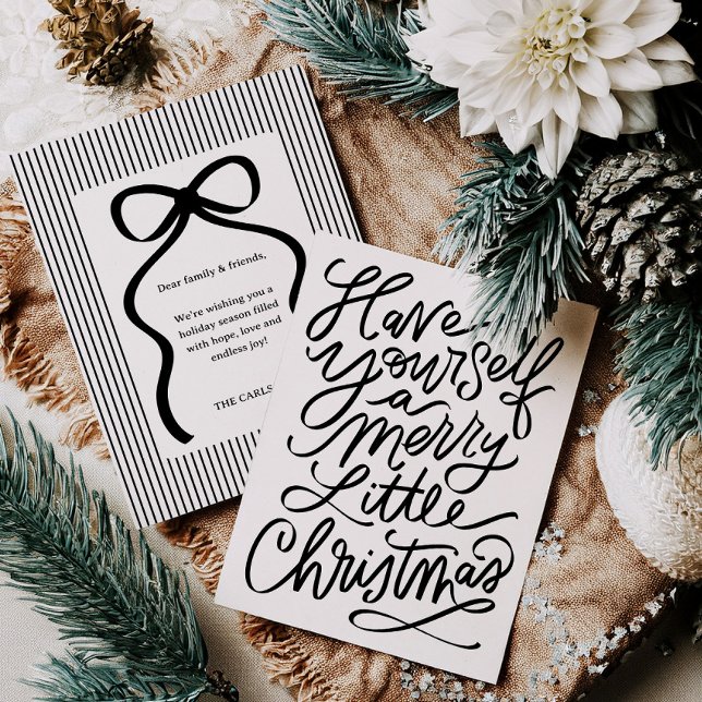Chic Hand Lettered Christmas Holiday Flat Card (Creator Uploaded)