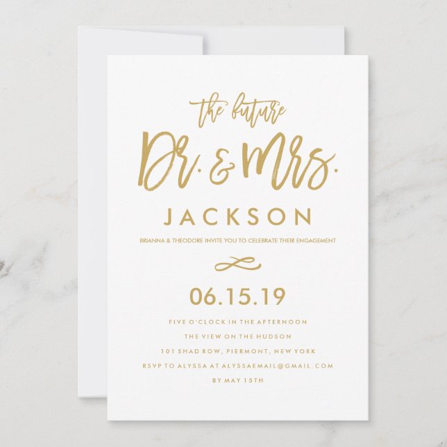 Chic Hand Lettered Dr. & Mrs. Engagement Party Invitation (Front)