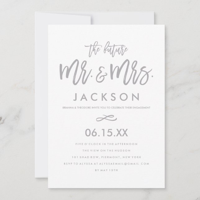 Chic Hand Lettered Engagement Party Invitation (Front)