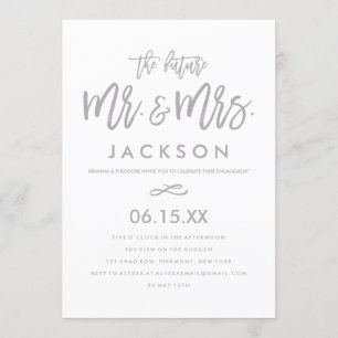 Chic Hand Lettered Engagement Party Invitation
