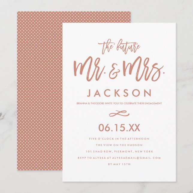 Chic Hand Lettered Engagement Party Invitation (Front/Back)