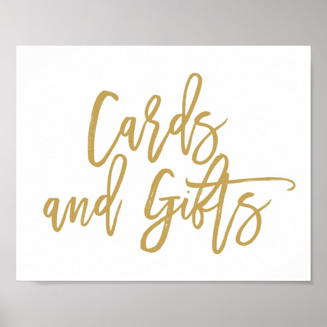 Chic Hand Lettered Gold Cards and Gifts Sign (Front)
