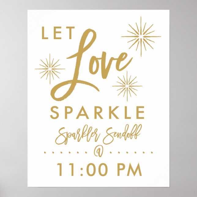 Chic Hand Lettered Gold Sparkler Sendoff Sign (Front)