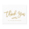 Chic Hand Lettered Gold Thank You Flat Card