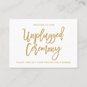 Chic Hand Lettered Gold Unplugged Ceremony Business Card