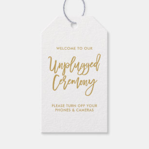 Chic Hand Lettered Gold Unplugged Ceremony Tag