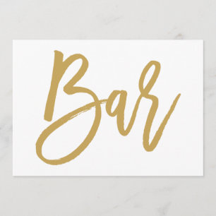 Chic Hand Lettered Gold Wedding Bar Sign Invitation