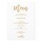 Chic Hand Lettered Gold Wedding Menu