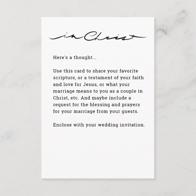 Chic Hand Lettered "In Christ" Enclosure Card (Front)