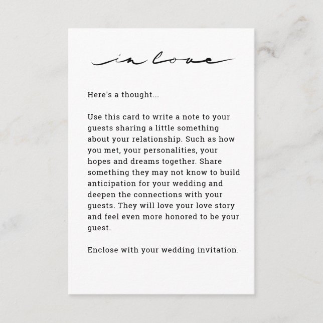 Chic Hand Lettered "In Love" Enclosure Card (Front)