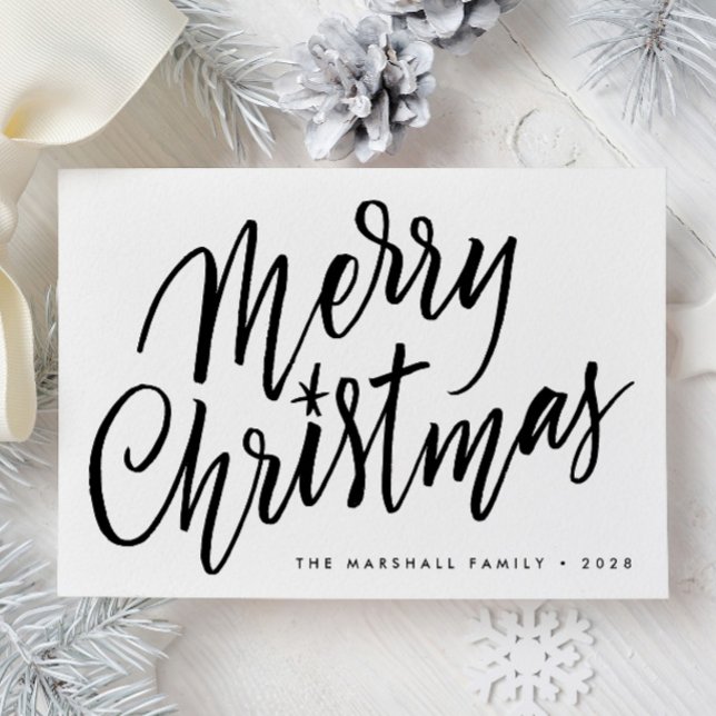Chic Hand Lettered Merry Christmas Holiday Card (Creator Uploaded)