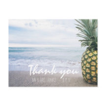 Chic Hand Lettered Pineapple Thank You Postcard
