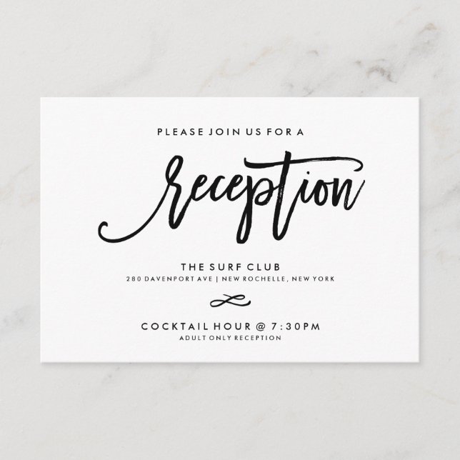 Chic Hand Lettered Reception Accommodations 2-Side Enclosure Card (Front)