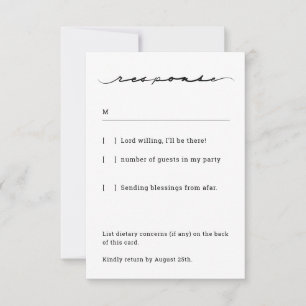 Chic Hand Lettered Response card