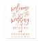 Chic Hand Lettered Rose Wedding Welcome Sign